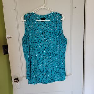 Teal Worthington Animal Print Top. XL.